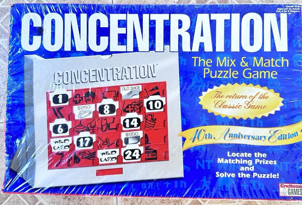 Concentration Game 40th Anniversary Edition Board Game 1998 Vintage, New Sealed